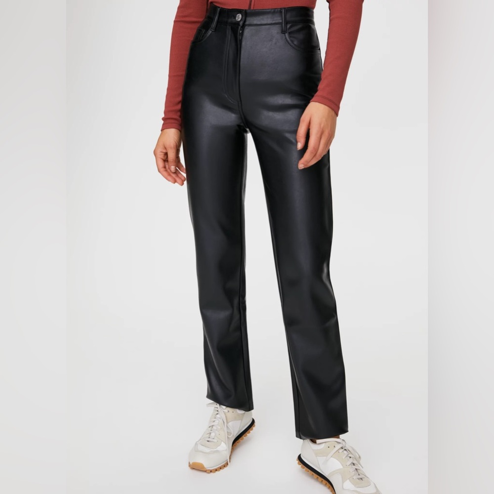Aritzia Wilfred Melina Pant Black Faux Leather